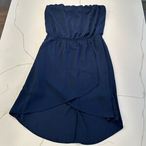 Express women’s strapless hi low dress navy blue mini dress size M 💙